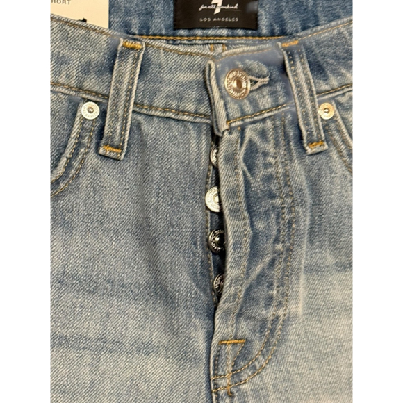 7 For All Mankind Monroe Shorts Women’s 26 Distressed Denim Cutoff Raw Hem NWT - Picture 2 of 10